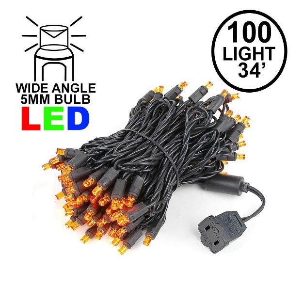 Commercial Grade Wide Angle 100 LED Orange 34' Long Black Wire