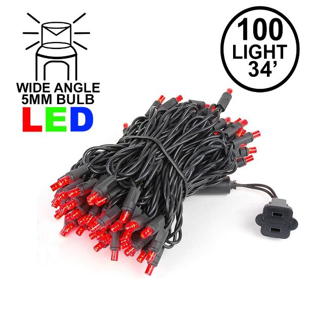 Commercial Grade Wide Angle 100 LED Red 34' Long Black Wire