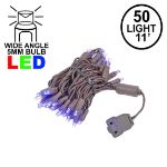 50 LED Purple LED Christmas Lights 11' Long on Brown Wire