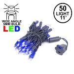 50 LED Purple LED Christmas Lights 11' Long on Black Wire