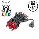 50 LED Red LED Christmas Lights 11' Long on Black Wire