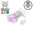 50 LED Pink LED Christmas Lights 11' Long on White Wire