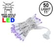 50 LED Purple LED Christmas Lights 11' Long on White Wire