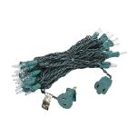 Clear 50 Light 25' Long Green Wire Christmas Mini Lights