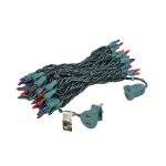 Multi 50 Light 25' Long Green Wire Christmas Mini Lights