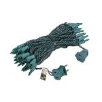 Green 50 Light 25' Long Green Wire Christmas Mini Lights