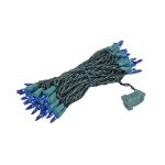 Blue 50 Light 25' Long Green Wire Christmas Mini Lights