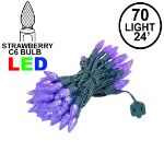 Purple 70 LED C6 Strawberry Mini Lights Commercial Grade on Green Wire