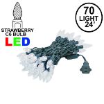 Pure White 70 LED C6 Strawberry Mini Lights Commercial Grade on Green Wire