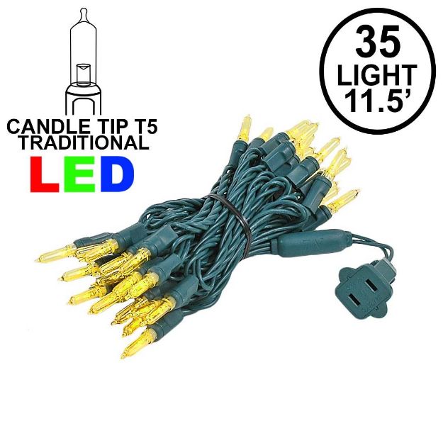 35 Light Traditional T5 Yellow LED Mini Lights Green Wire