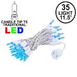 35 Light Traditional T5 Blue LED Mini Lights White Wire