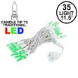35 Light Traditional T5 Green LED Mini Lights White Wire