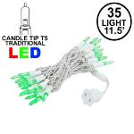 35 Light Traditional T5 Green LED Mini Lights White Wire