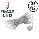 35 Light Traditional T5 Pure White LED Mini Lights White Wire