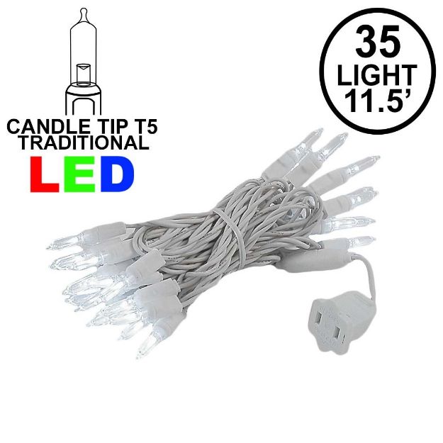 35 Light Traditional T5 Pure White LED Mini Lights White Wire