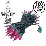 Purple Christmas Mini Lights 100 Light 50 Feet Long on Green Wire