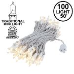 Frosted Christmas Mini Lights 100 Light 50 Feet Long on White Wire