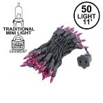 Black Wire Purple Christmas Mini Lights 50 Light 11 Feet Long
