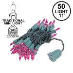 Purple 50 Light 11' Long Green Wire Christmas Mini Lights