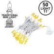 Yellow 50 Light 11' Long White Wire Christmas Mini Lights