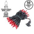 Red Christmas Mini Lights 50 Light on Black Wire 11 Feet Long