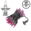 Purple Christmas Mini Lights 50 Light on Brown Wire 11 Feet Long
