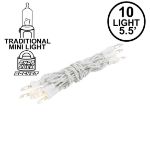 10 Light 5.5' White Wire Christmas Mini Lights