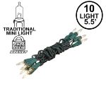 10 Light 5.5' Green Wire Christmas Mini Lights