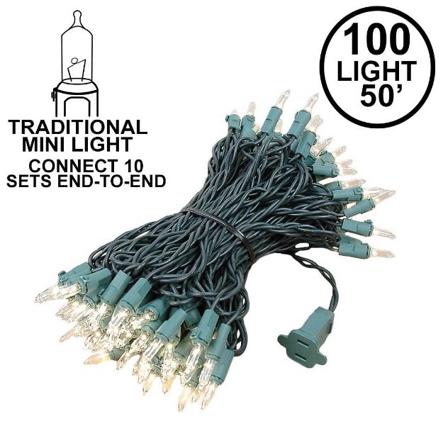 Connect 10 Clear Christmas Mini Lights 100 Light 50 Feet Long