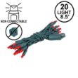 20 Light Non Connectable Red LED Mini Lights Green Wire