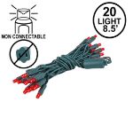 20 Light Non Connectable Red LED Mini Lights Green Wire
