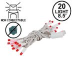 20 Light Non Connectable Red LED Mini Lights White Wire