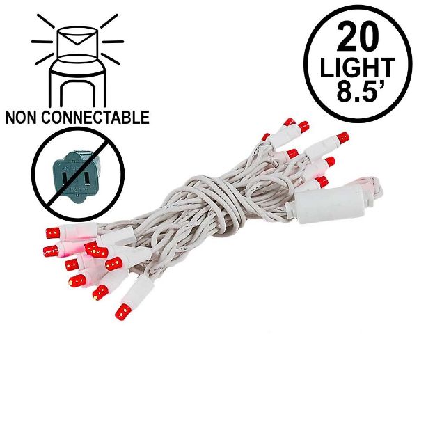 20 Light Non Connectable Red LED Mini Lights White Wire