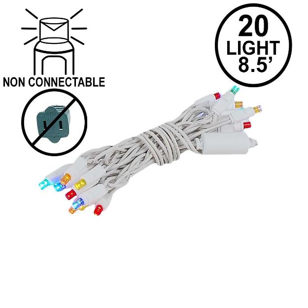 20 Light Non Connectable Multi LED Mini Lights White Wire