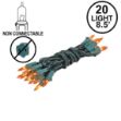 Non Connectable Amber/Orange Green Wire Mini Lights 20 Light 8.5'
