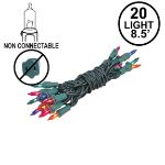 Non Connectable Multi Colored Green Wire Mini Lights 20 Light 8.5'