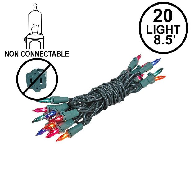 Non Connectable Multi Colored Green Wire Mini Lights 20 Light 8.5'
