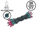 Non Connectable Purple Green Wire Mini Lights 20 Light 8.5'
