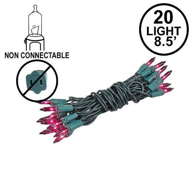 Non Connectable Purple Green Wire Mini Lights 20 Light 8.5'