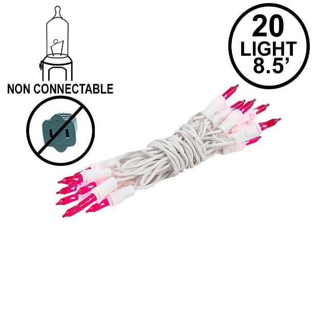 Non Connectable Pink White Wire Mini Lights 20 Light 8.5'