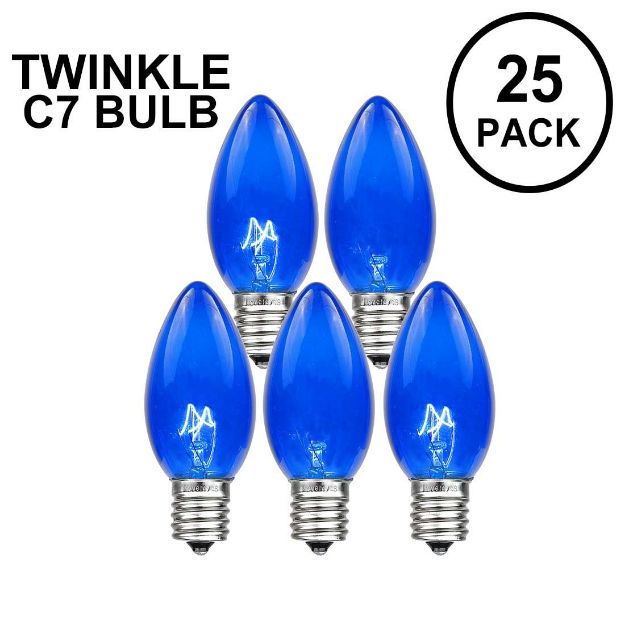Blue Twinkle C7 7 Watt Bulbs 25 Pack