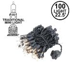Black Wire Clear Christmas Mini Lights 100 Light 22 Feet Long