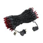 Red Christmas Mini Lights 100 Light 50 Feet Long on Black Wire