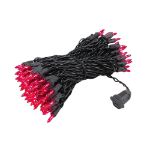 Pink Christmas Mini Lights 100 Light 50 Feet Long on Black Wire