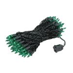 Green Christmas Mini Lights 100 Light 50 Feet Long on Black Wire