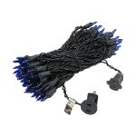 Blue Christmas Mini Lights 100 Light 50 Feet Long on Black Wire
