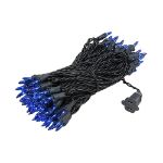 Blue Christmas Mini Lights 100 Light 50 Feet Long on Black Wire