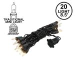 Clear 20 Light 9' Long Black Wire Christmas Mini Lights