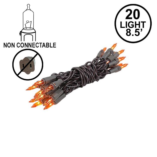 Non Connectable Amber/Orange Brown Wire Mini Lights 20 Light 8.5'