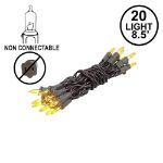 Non Connectable Yellow Brown Wire Mini Lights 20 Light 8.5'